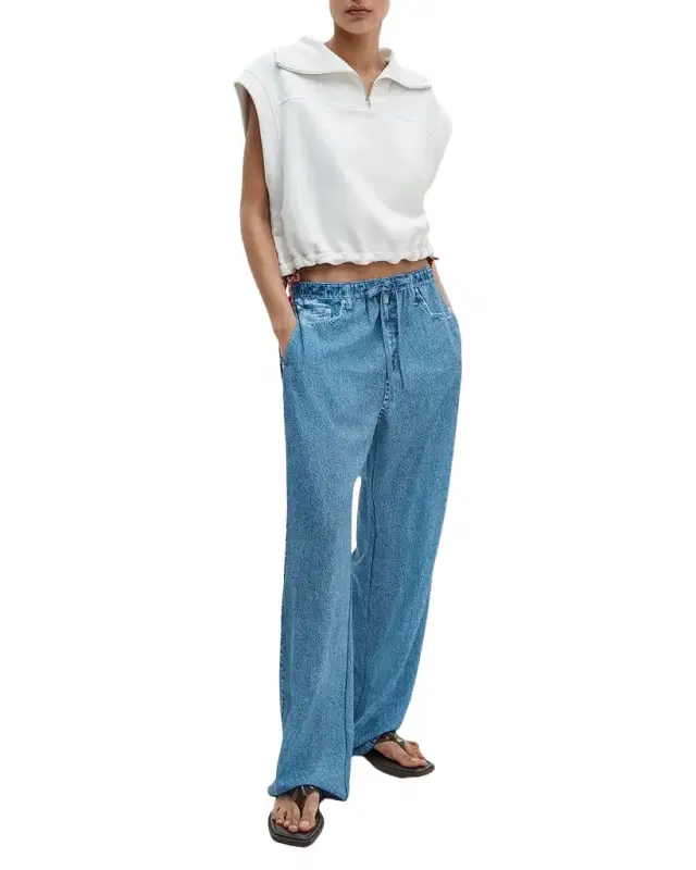 Vintage Terry Half-Zip Sleeveless Sweatshirt