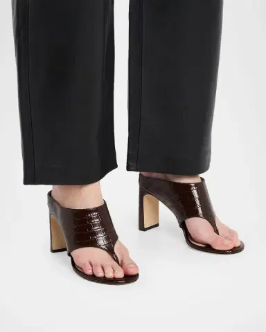 Stuart Weitzman 85mm Babette Croc-Embossed Leather Thong Sandals | Thumbnail 2 Stuart Weitzman 85mm Babette Croc-Embossed Leather Thong Sandals | Thumbnail 2