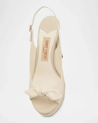 Jimmy Choo Riviera Ziva 120MM Leather & Canvas Platform Slingback Sandals | Thumbnail 4