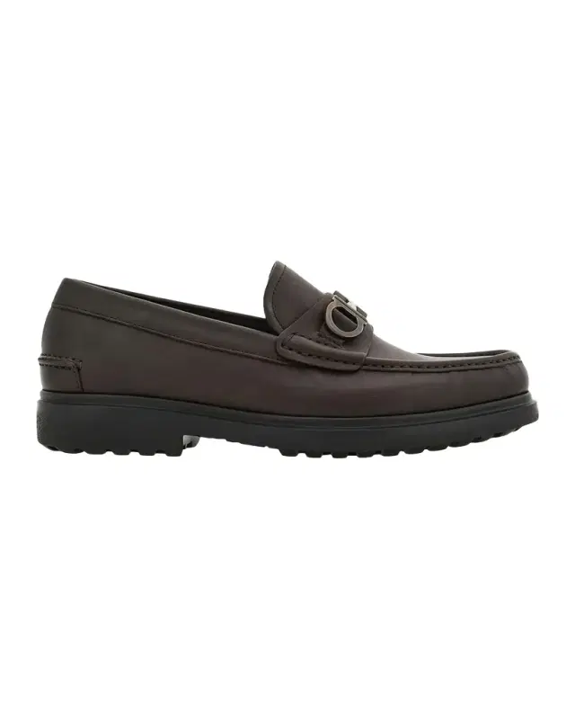 Ferragamo Tobias Gancini Leather Loafers