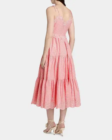 Cinq à Sept Darcey Gingham Eyelet Midi-Dress | Thumbnail 3 Cinq à Sept Darcey Gingham Eyelet Midi-Dress | Thumbnail 3