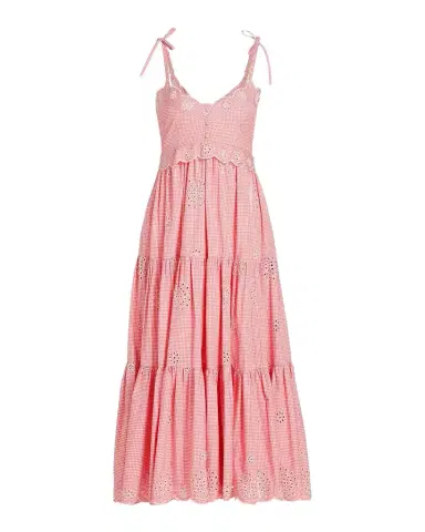 Cinq à Sept Darcey Gingham Eyelet Midi-Dress | Thumbnail 1 Cinq à Sept Darcey Gingham Eyelet Midi-Dress | Thumbnail 1