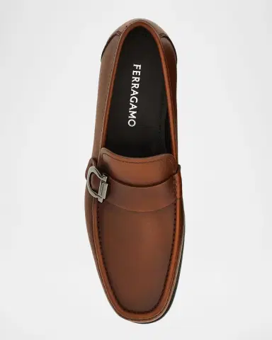 Ferragamo Men 's Caspian Gancio Leather Loafers | Thumbnail 3