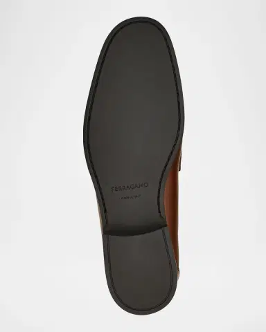 Ferragamo Men 's Caspian Gancio Leather Loafers | Thumbnail 4