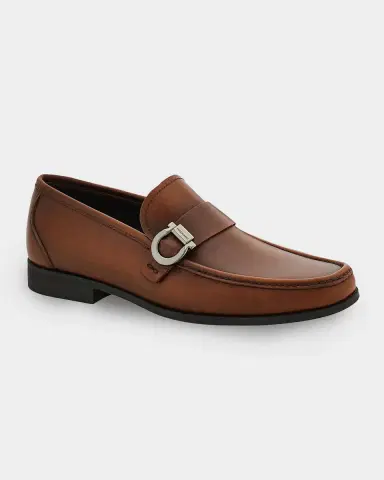 Ferragamo Men 's Caspian Gancio Leather Loafers | Thumbnail 5