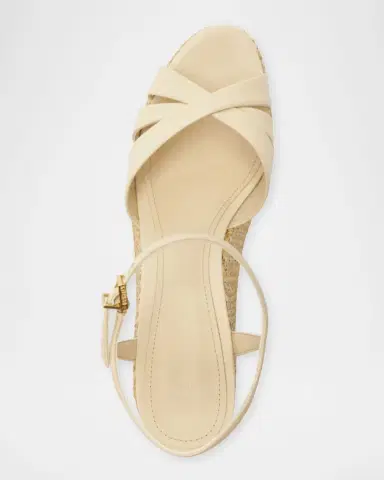 Schutz 120mm Keefa Leather and Raffia Platform Sandals | Thumbnail 6
