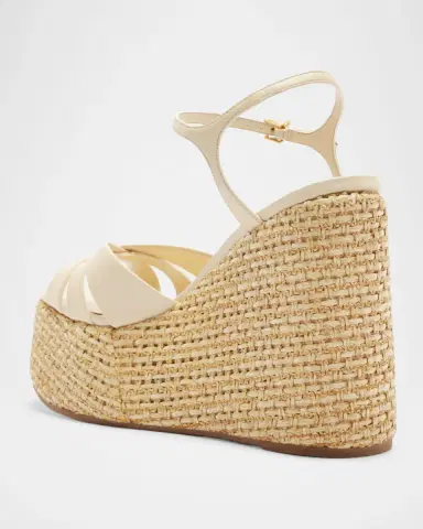 Schutz 120mm Keefa Leather and Raffia Platform Sandals | Thumbnail 9