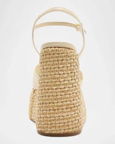 Schutz 120mm Keefa Leather and Raffia Platform Sandals | Thumbnail 10