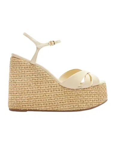 Schutz 120mm Keefa Leather and Raffia Platform Sandals | Thumbnail 1