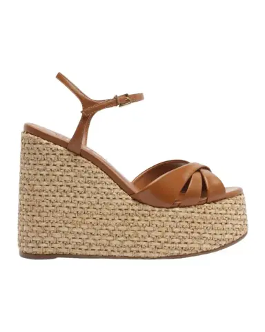 Schutz Keefa 120MM Leather-Raffia Wedge Sandals | Thumbnail 1
