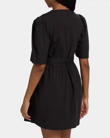 Ganni Tie-Waist Stretch-Cotton A-Line Minidress | Thumbnail 3 Ganni Tie-Waist Stretch-Cotton A-Line Minidress | Thumbnail 3