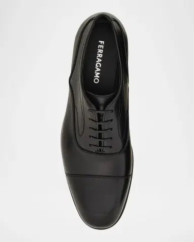 Ferragamo Men's Trinity Leather Cap-Toe Derby Shoes | Thumbnail 3 Ferragamo Men's Trinity Leather Cap-Toe Derby Shoes | Thumbnail 3