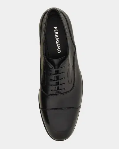 Ferragamo Men's Trinity Leather Cap-Toe Derby Shoes | Thumbnail 4 Ferragamo Men's Trinity Leather Cap-Toe Derby Shoes | Thumbnail 4