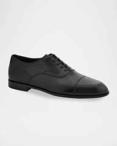 Ferragamo Men's Trinity Leather Cap-Toe Derby Shoes | Thumbnail 5 Ferragamo Men's Trinity Leather Cap-Toe Derby Shoes | Thumbnail 5
