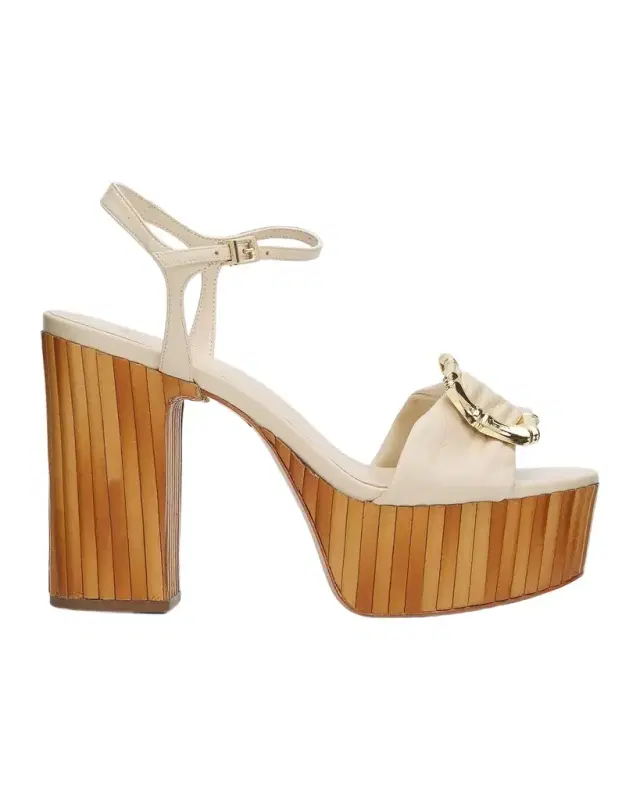 Schutz 120mm Enola Leather Bamboo-Heel Platform Sandals