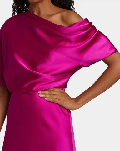 Amsale Draped Satin One-Shoulder Midi Dress | Thumbnail 5 Amsale Draped Satin One-Shoulder Midi Dress | Thumbnail 5