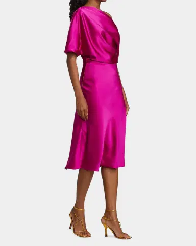 Amsale Draped Satin One-Shoulder Midi Dress | Thumbnail 7 Amsale Draped Satin One-Shoulder Midi Dress | Thumbnail 7