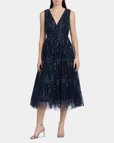 Milly Tinsley Embroidered V-Neck Dress | Thumbnail 4 Milly Tinsley Embroidered V-Neck Dress | Thumbnail 4