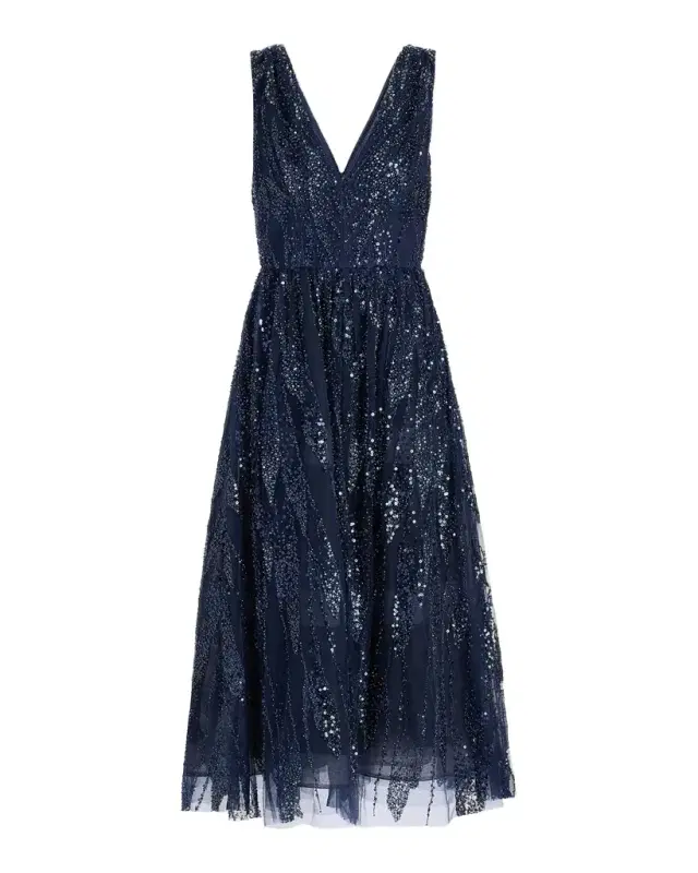 Tinsley Embroidered V-Neck Dress