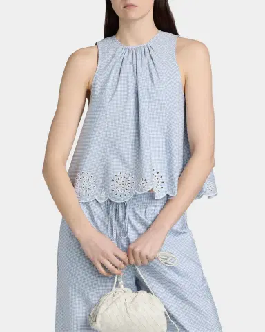Cinq à Sept Jessa Gingham Eyelet Cotton-Blend Top | Thumbnail 3 Cinq à Sept Jessa Gingham Eyelet Cotton-Blend Top | Thumbnail 3