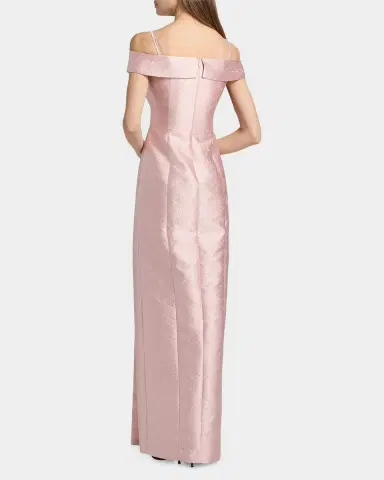 Kay Unger New York Edith Jacquard Off-The-Shoulder Column Gown | Thumbnail 3