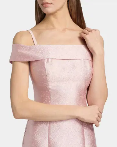 Kay Unger New York Edith Jacquard Off-The-Shoulder Column Gown | Thumbnail 5