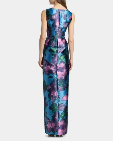 Kay Unger New York Celeste Floral Mikado Column Gown | Thumbnail 3 Kay Unger New York Celeste Floral Mikado Column Gown | Thumbnail 3