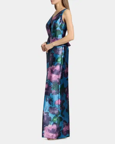 Kay Unger New York Celeste Floral Mikado Column Gown | Thumbnail 7 Kay Unger New York Celeste Floral Mikado Column Gown | Thumbnail 7