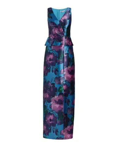 Kay Unger New York Celeste Floral Mikado Column Gown | Thumbnail 1 Kay Unger New York Celeste Floral Mikado Column Gown | Thumbnail 1