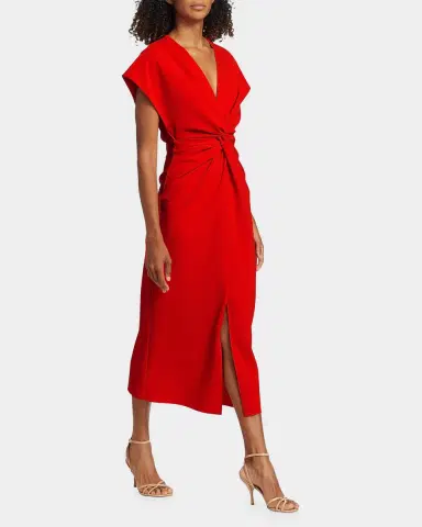 PRABAL GURUNG Jackie Twisted Cap-Sleeve Midi Dress | Thumbnail 4 PRABAL GURUNG Jackie Twisted Cap-Sleeve Midi Dress | Thumbnail 4