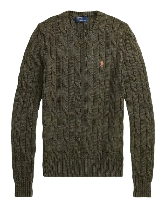 Cable-Knit Cotton Crewneck Sweater