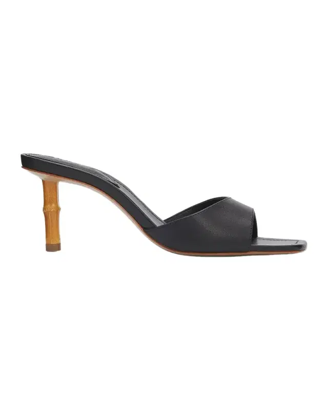 Schutz 75mm Leena Leather Bamboo-Heel Mules