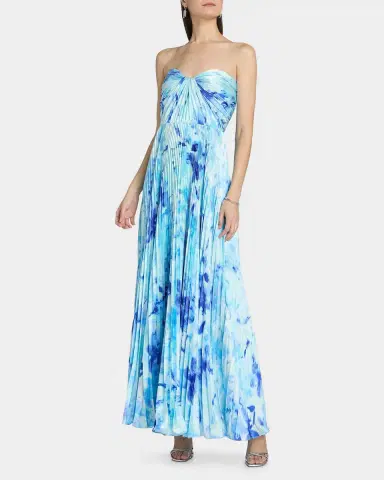 As It May Naomi Abstract Print Satin Strapless Gown | Thumbnail 3