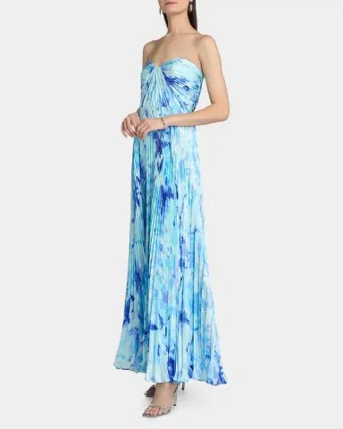 As It May Naomi Abstract Print Satin Strapless Gown | Thumbnail 6