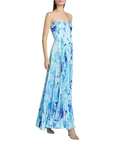 As It May Naomi Abstract Print Satin Strapless Gown | Thumbnail 1