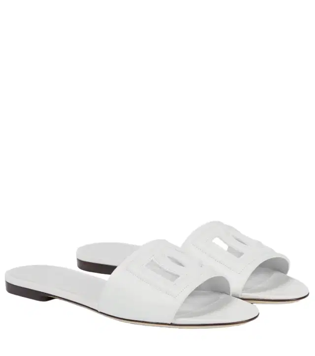 Dolce & Gabbana Logo cutout leather slides