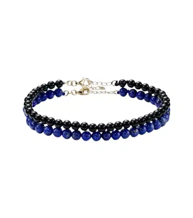 Mateo Set of 2 14kt gold beaded bracelets with lapis lazuli and onyx | Thumbnail 1 Mateo Set of 2 14kt gold beaded bracelets with lapis lazuli and onyx | Thumbnail 1