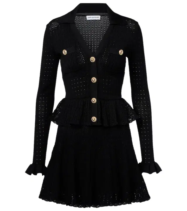 Pointelle peplum minidress
