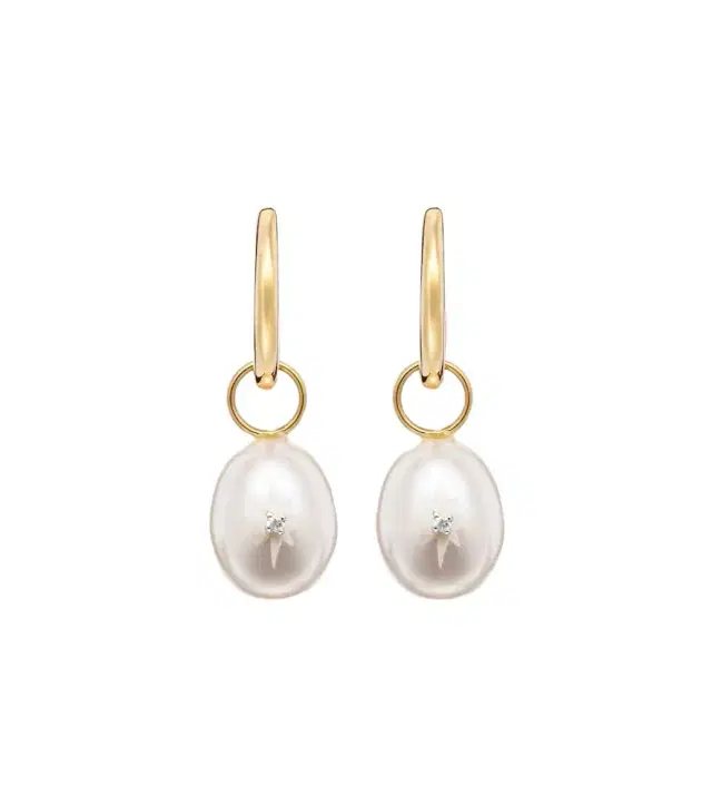 Mateo 14kt gold drop earrings with pearls and diamonds