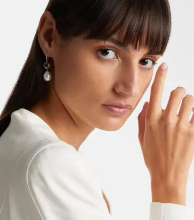 Mateo 14kt gold drop earrings with amethysts, pearls, and diamonds | Thumbnail 2