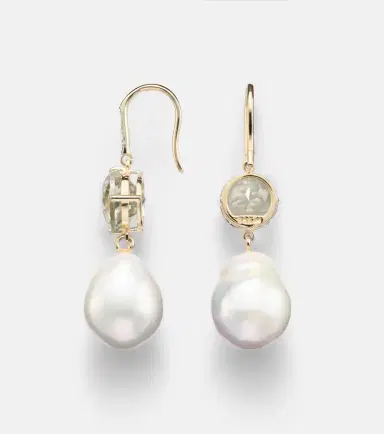 Mateo 14kt gold drop earrings with amethysts, pearls, and diamonds | Thumbnail 4