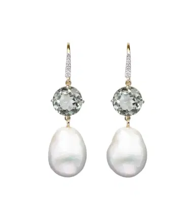 Mateo 14kt gold drop earrings with amethysts, pearls, and diamonds | Thumbnail 1
