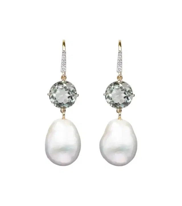 Mateo 14kt gold drop earrings with amethysts, pearls, and diamonds