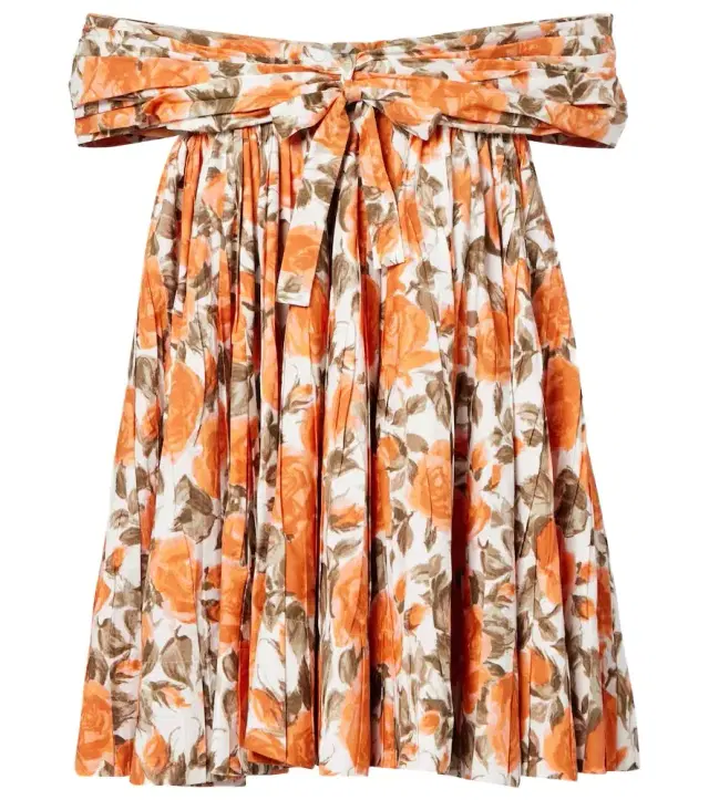Chloé Floral pleated cotton poplin minidress