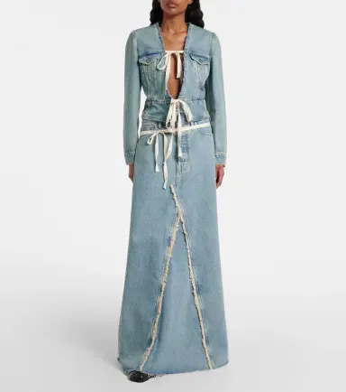 Maison Margiela Frayed denim maxi skirt | Thumbnail 2
