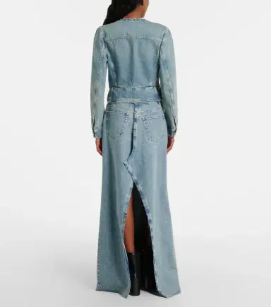 Maison Margiela Frayed denim maxi skirt | Thumbnail 6