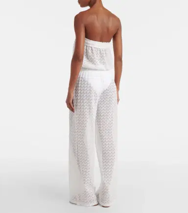 Melissa Odabash Viv sheer pointelle cotton-blend jumpsuit | Thumbnail 4