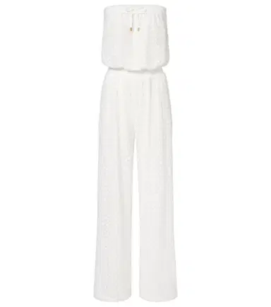 Melissa Odabash Viv sheer pointelle cotton-blend jumpsuit | Thumbnail 1