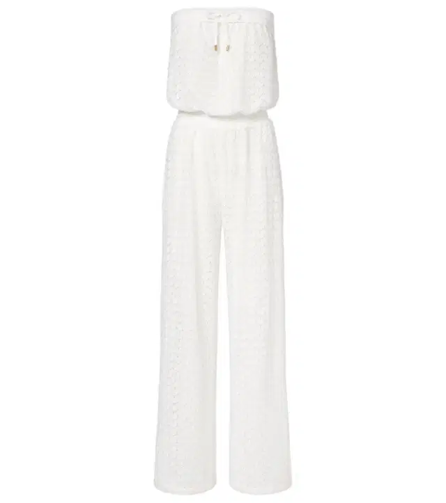 Viv sheer pointelle cotton-blend jumpsuit
