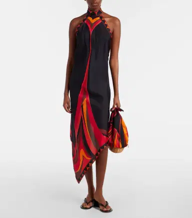 PUCCI Fari asymmetric silk twill midi dress | Thumbnail 4